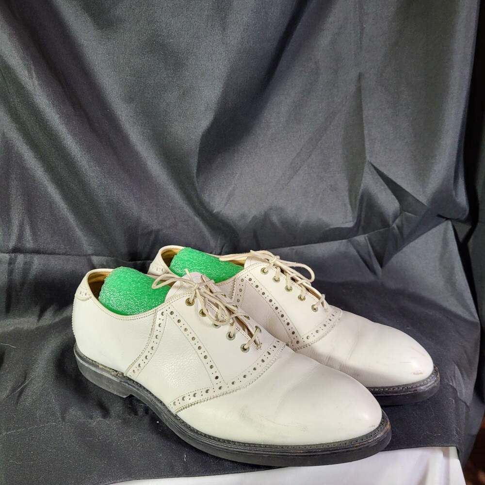 Bostonian White Leather Wingtip Oxford Shoes Size 11.5 D/B